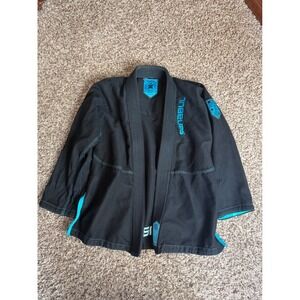 Sanabul Blu Neo Kids BJJ Gi Kimono Top Black Turquoise Blue Size K4